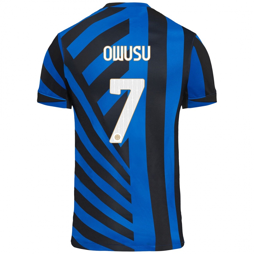 Mujer Camiseta Enoch Owusu #7 Azul Negro 1ª Equipación 2024/25 La Camisa México