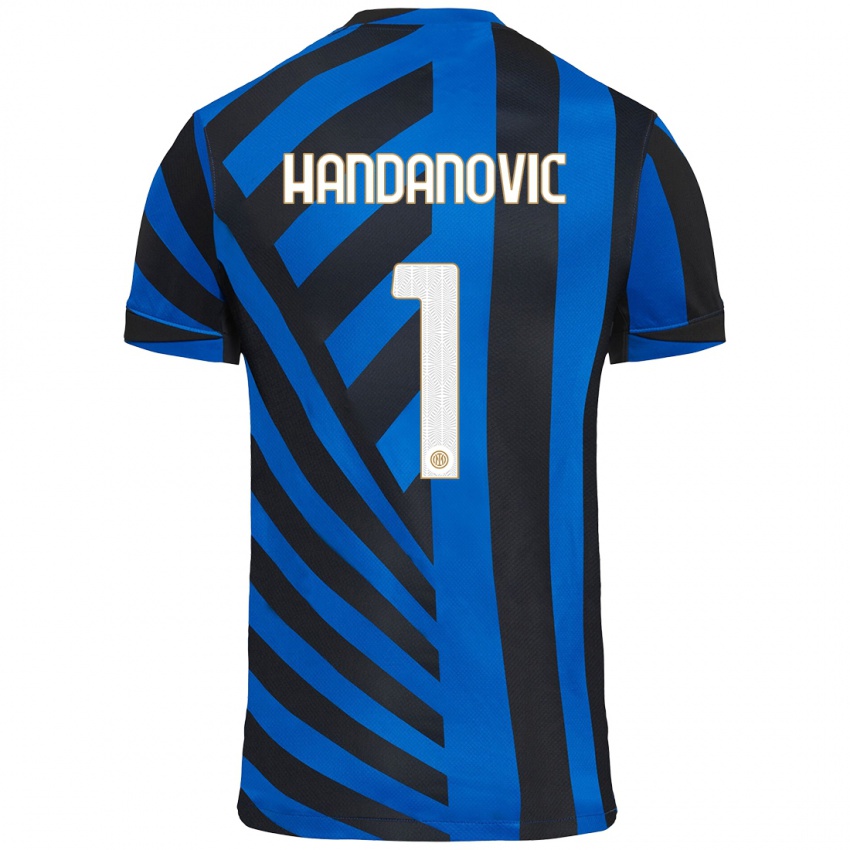 Mujer Camiseta Samir Handanovic #1 Azul Negro 1ª Equipación 2024/25 La Camisa México