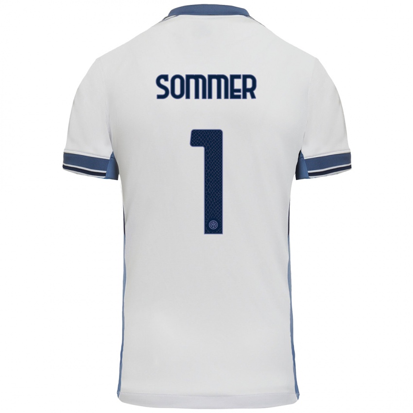 Mujer Camiseta Yann Sommer #1 Blanco Gris 2ª Equipación 2024/25 La Camisa México