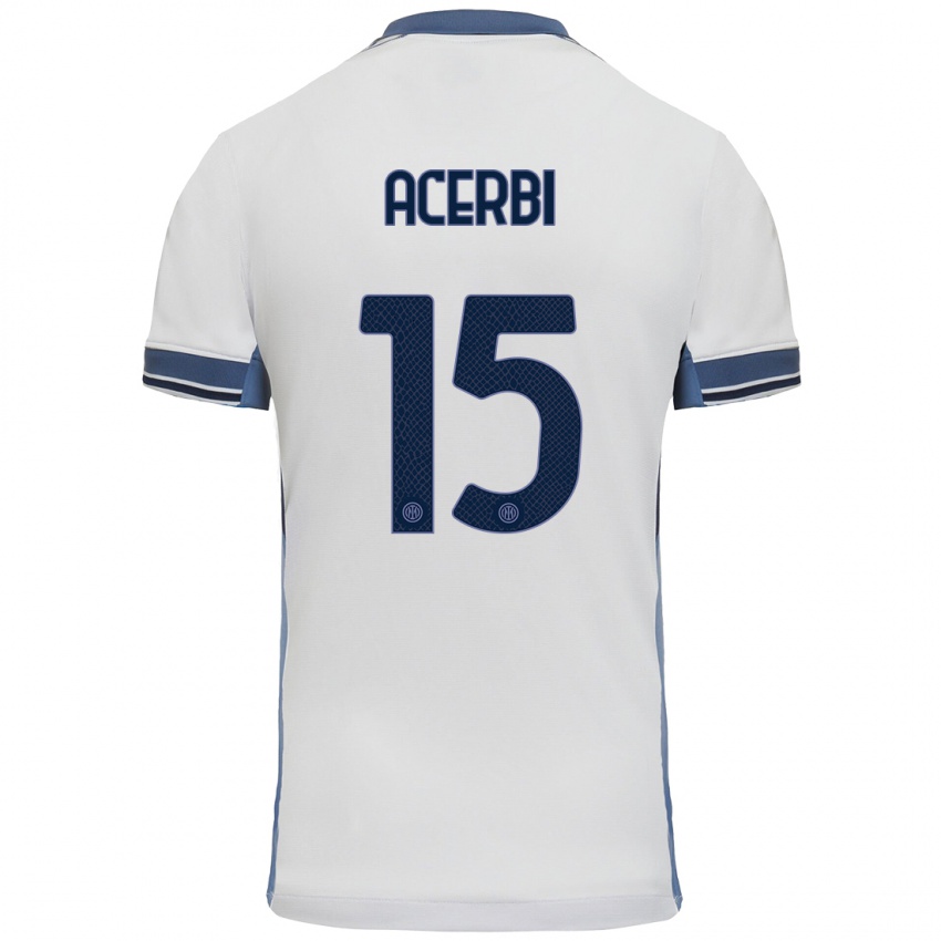 Mujer Camiseta Francesco Acerbi #15 Blanco Gris 2ª Equipación 2024/25 La Camisa México