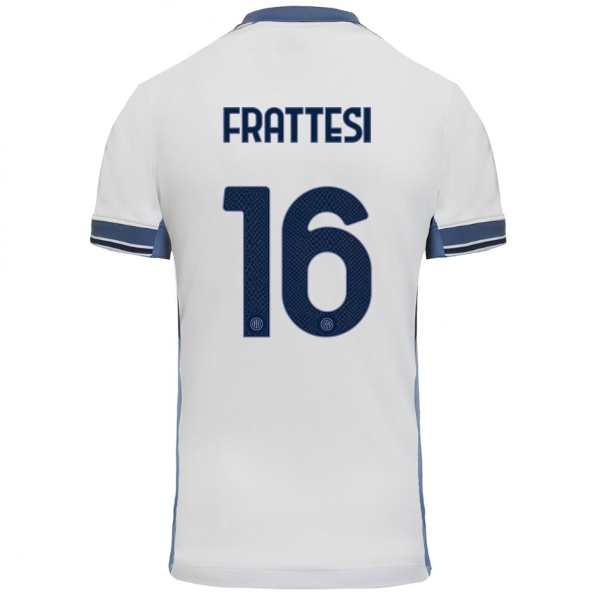 Mujer Camiseta Davide Frattesi #16 Blanco Gris 2ª Equipación 2024/25 La Camisa México