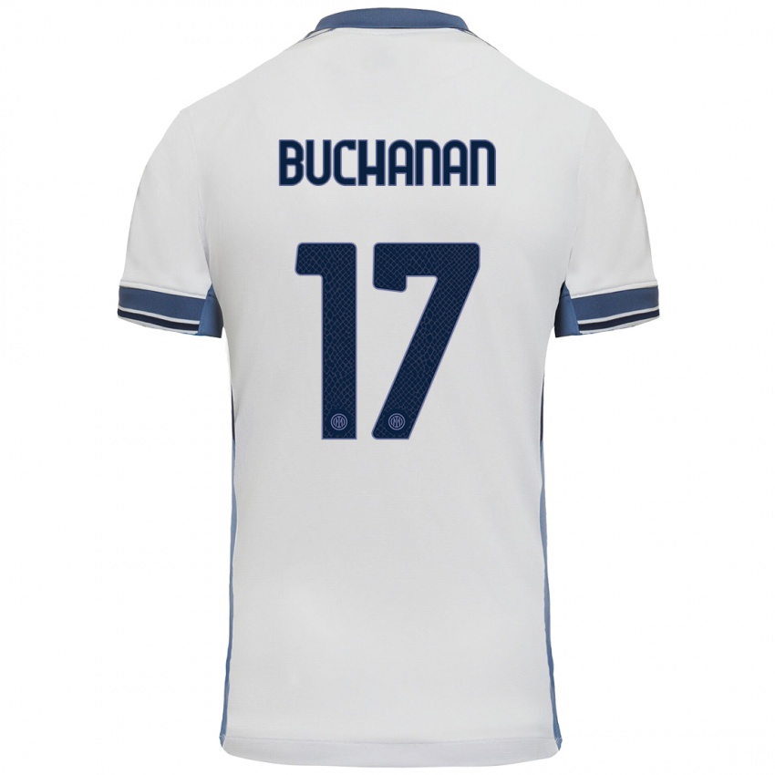 Mujer Camiseta Tajon Buchanan #17 Blanco Gris 2ª Equipación 2024/25 La Camisa México