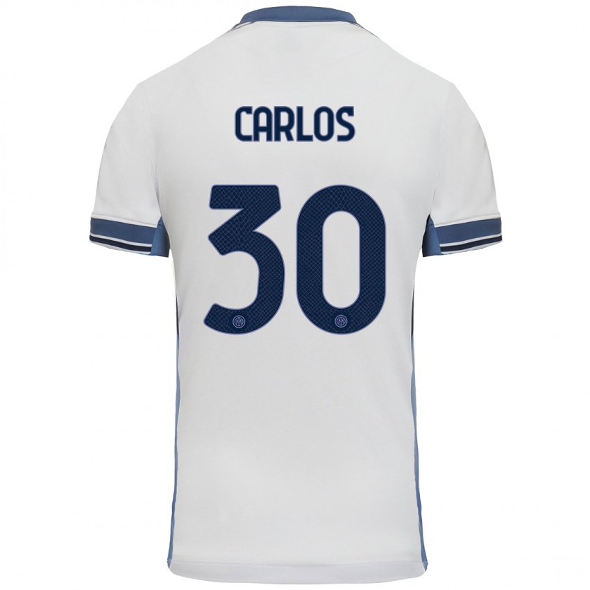 Mujer Camiseta Carlos Augusto #30 Blanco Gris 2ª Equipación 2024/25 La Camisa México