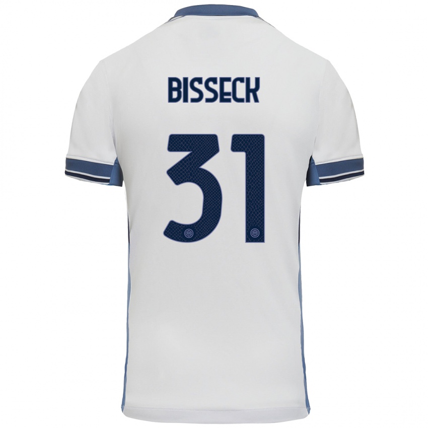 Mujer Camiseta Yann Bisseck #31 Blanco Gris 2ª Equipación 2024/25 La Camisa México