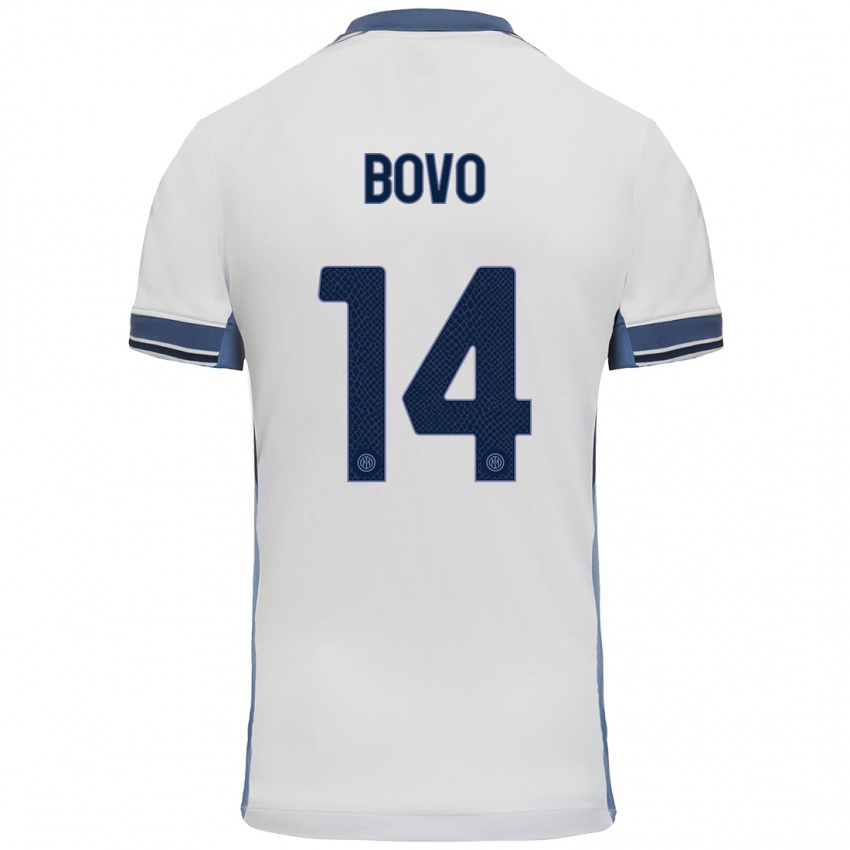 Mujer Camiseta Leonardo Bovo #14 Blanco Gris 2ª Equipación 2024/25 La Camisa México