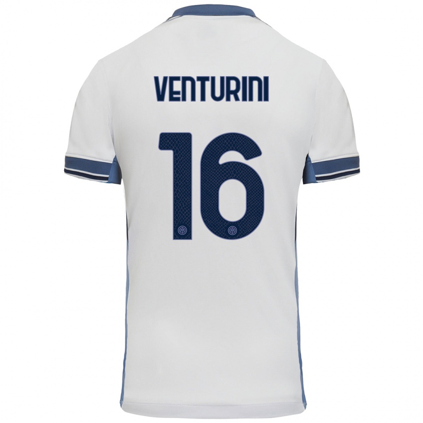 Mujer Camiseta Matteo Venturini #16 Blanco Gris 2ª Equipación 2024/25 La Camisa México