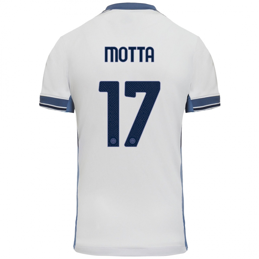 Mujer Camiseta Matteo Motta #17 Blanco Gris 2ª Equipación 2024/25 La Camisa México