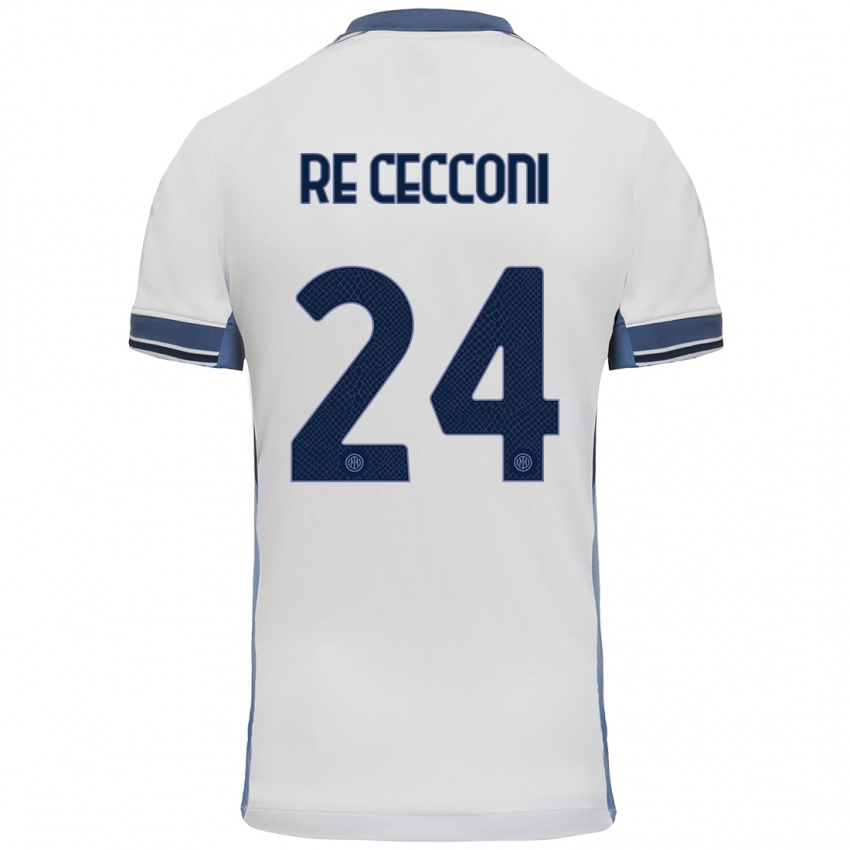 Mujer Camiseta Gabriele Re Cecconi #24 Blanco Gris 2ª Equipación 2024/25 La Camisa México