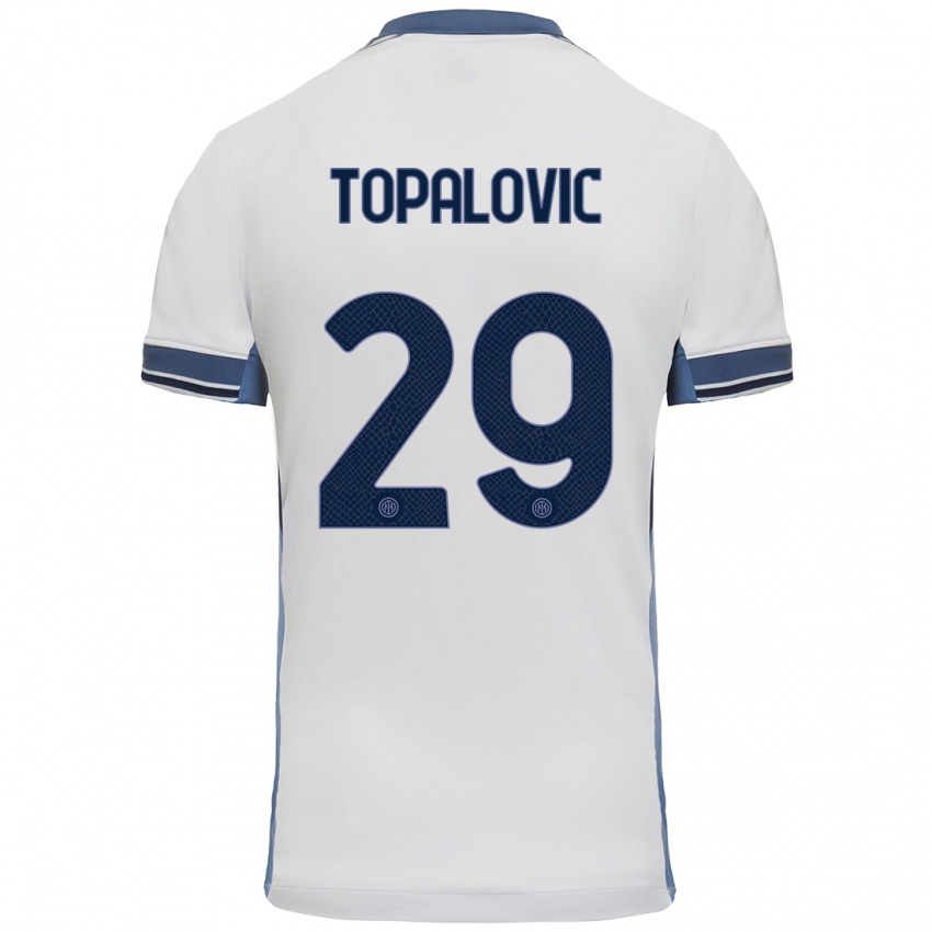 Mujer Camiseta Luka Topalovic #29 Blanco Gris 2ª Equipación 2024/25 La Camisa México