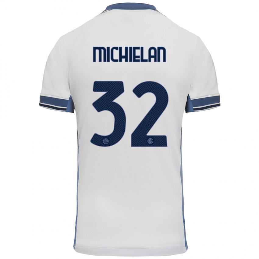 Mujer Camiseta Mattia Michielan #32 Blanco Gris 2ª Equipación 2024/25 La Camisa México