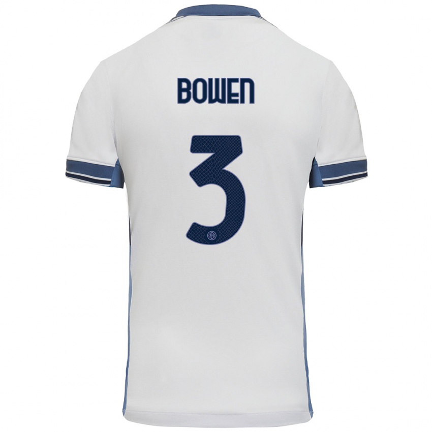 Mujer Camiseta Katie Bowen #3 Blanco Gris 2ª Equipación 2024/25 La Camisa México