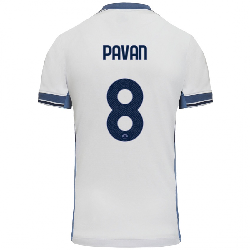 Mujer Camiseta Matilde Pavan #8 Blanco Gris 2ª Equipación 2024/25 La Camisa México