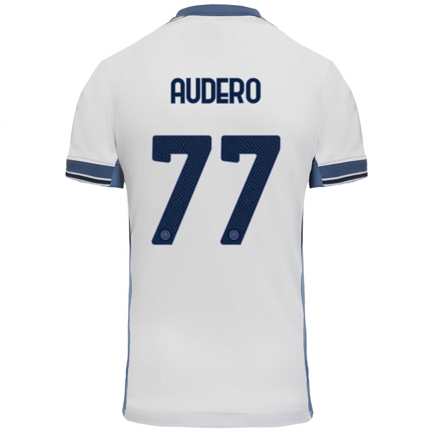 Mujer Camiseta Emil Audero #77 Blanco Gris 2ª Equipación 2024/25 La Camisa México