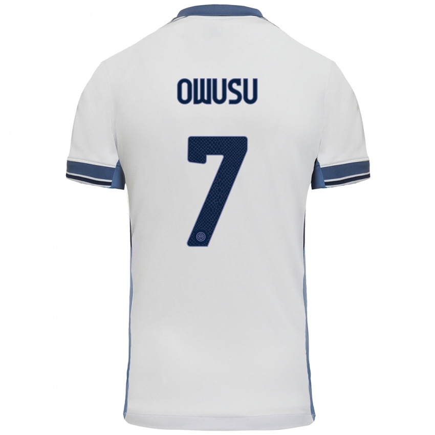 Mujer Camiseta Enoch Owusu #7 Blanco Gris 2ª Equipación 2024/25 La Camisa México