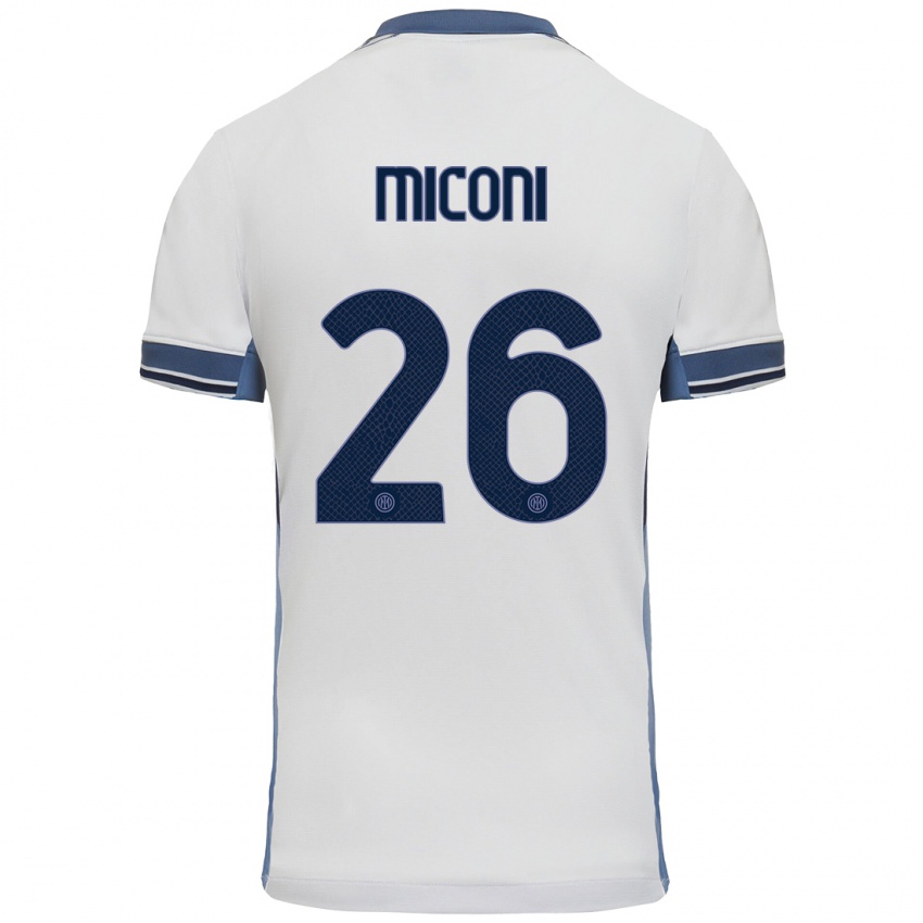 Mujer Camiseta Riccardo Miconi #26 Blanco Gris 2ª Equipación 2024/25 La Camisa México