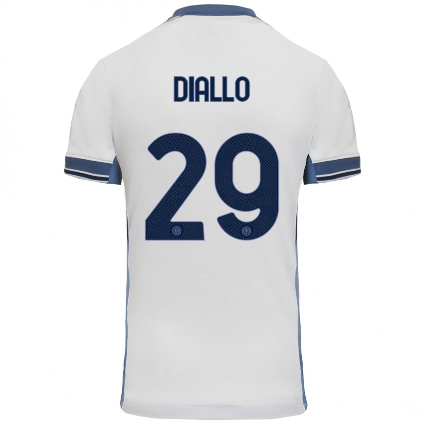 Mujer Camiseta Oumar Diallo #29 Blanco Gris 2ª Equipación 2024/25 La Camisa México