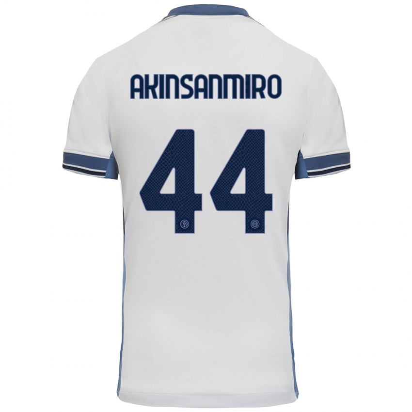 Mujer Camiseta Ebenezer Akinsanmiro #44 Blanco Gris 2ª Equipación 2024/25 La Camisa México