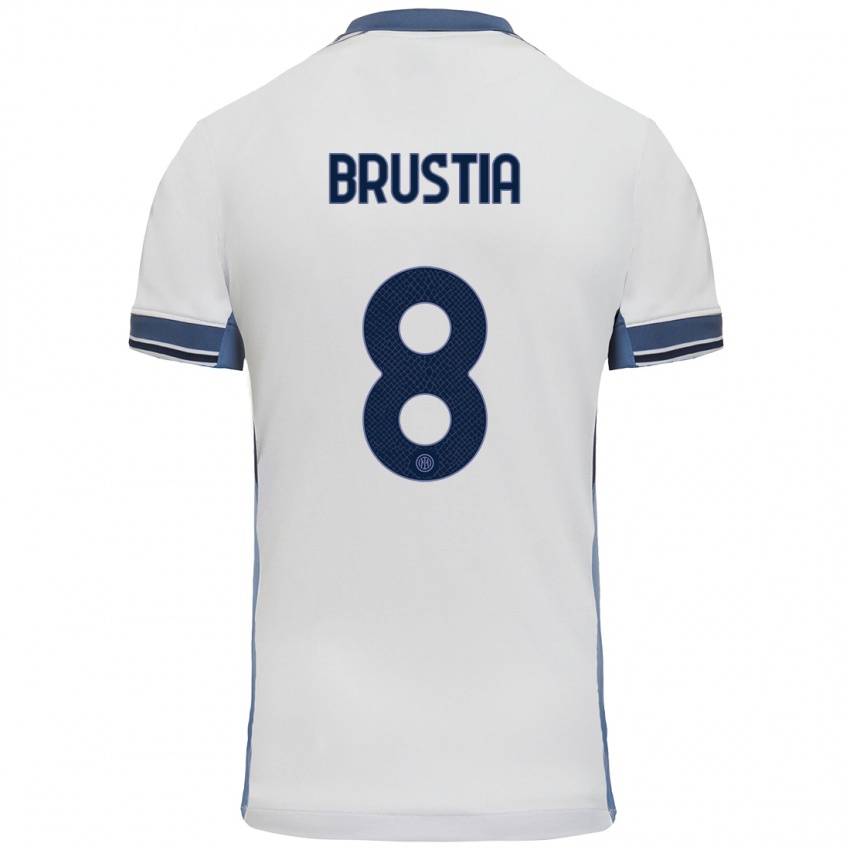 Mujer Camiseta Martina Brustia #8 Blanco Gris 2ª Equipación 2024/25 La Camisa México