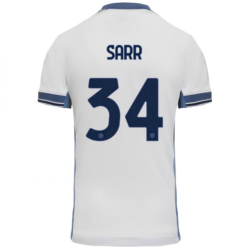 Mujer Camiseta Amadou Sarr #34 Blanco Gris 2ª Equipación 2024/25 La Camisa México