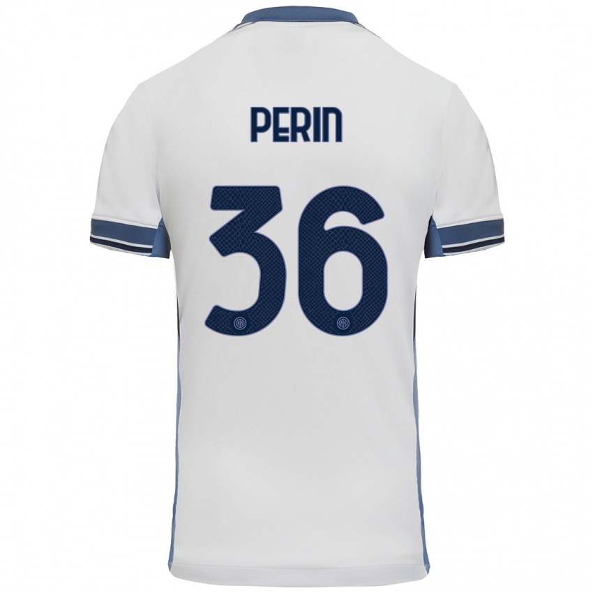 Mujer Camiseta Nicolo Perin #36 Blanco Gris 2ª Equipación 2024/25 La Camisa México