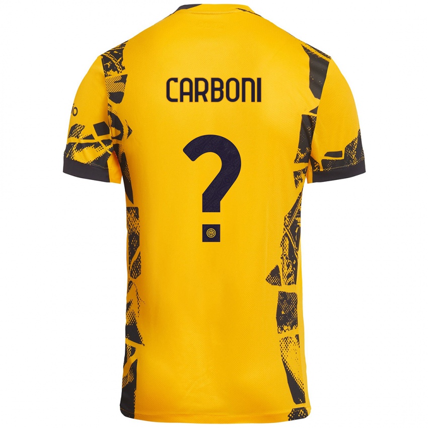 Mujer Camiseta Franco Carboni #0 Dorado Negro Equipación Tercera 2024/25 La Camisa México