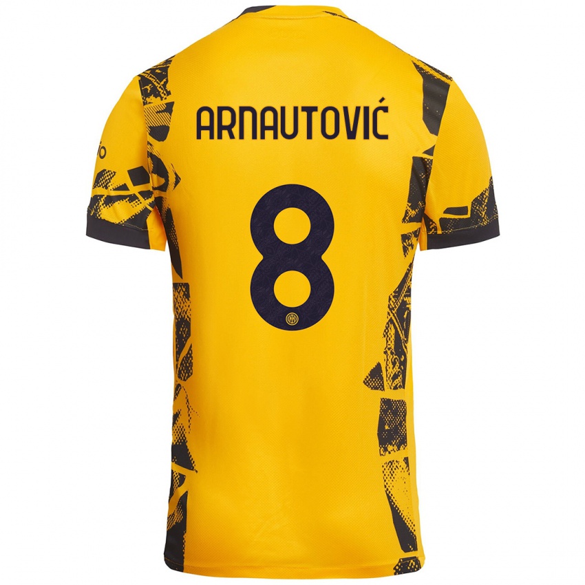 Mujer Camiseta Marko Arnautovic #8 Dorado Negro Equipación Tercera 2024/25 La Camisa México