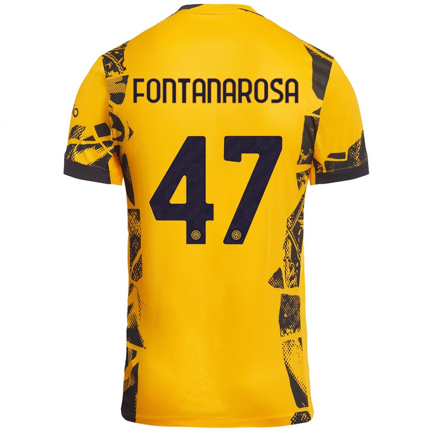 Mujer Camiseta Alessandro Fontanarosa #47 Dorado Negro Equipación Tercera 2024/25 La Camisa México