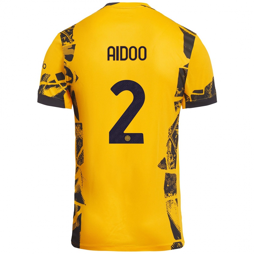 Mujer Camiseta Mike Aidoo #2 Dorado Negro Equipación Tercera 2024/25 La Camisa México