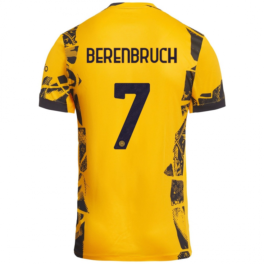 Mujer Camiseta Thomas Berenbruch #7 Dorado Negro Equipación Tercera 2024/25 La Camisa México