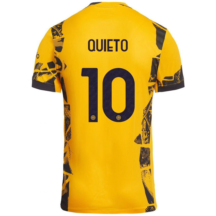 Mujer Camiseta Daniele Quieto #10 Dorado Negro Equipación Tercera 2024/25 La Camisa México