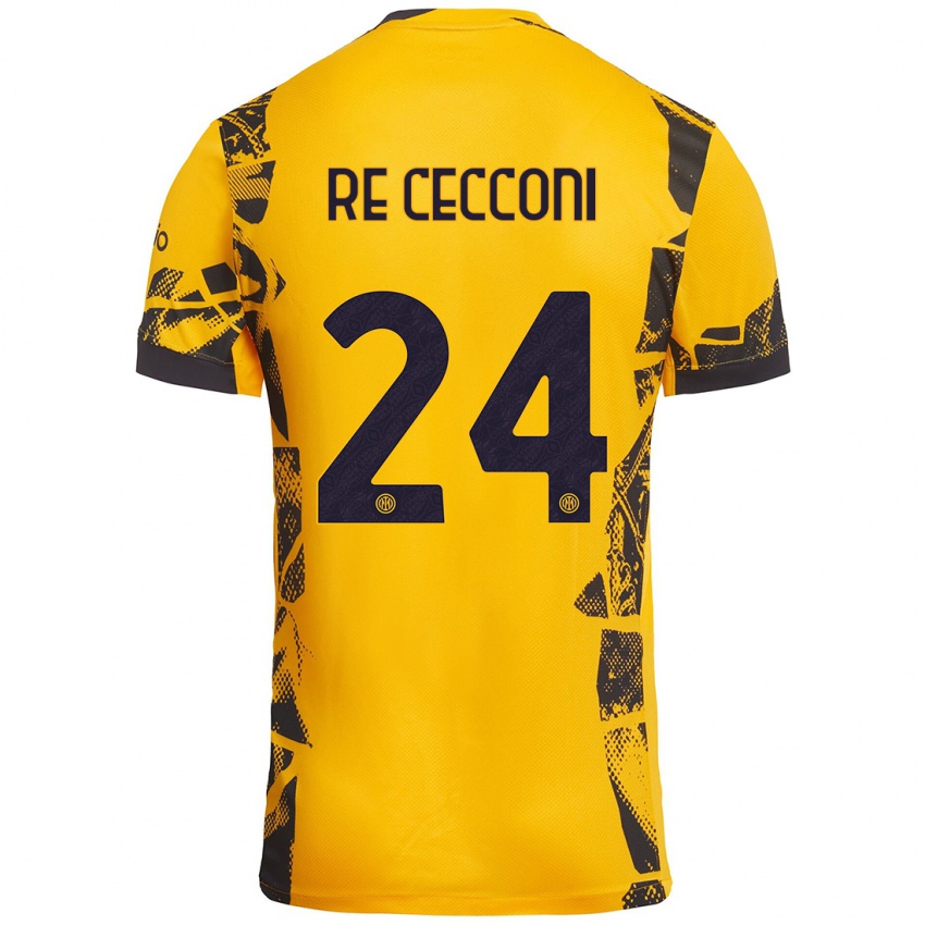 Mujer Camiseta Gabriele Re Cecconi #24 Dorado Negro Equipación Tercera 2024/25 La Camisa México