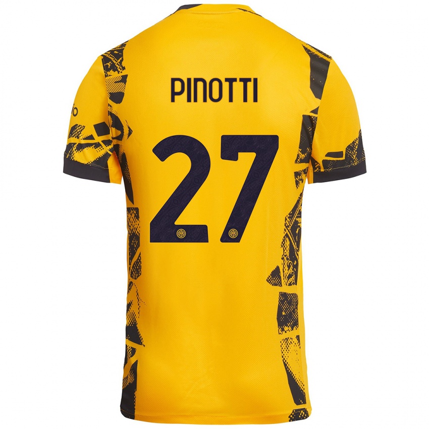 Mujer Camiseta Manuel Pinotti #27 Dorado Negro Equipación Tercera 2024/25 La Camisa México