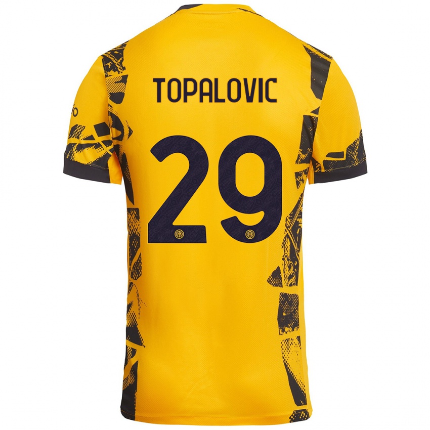 Mujer Camiseta Luka Topalovic #29 Dorado Negro Equipación Tercera 2024/25 La Camisa México