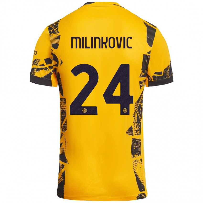 Mujer Camiseta Marija Milinković #24 Dorado Negro Equipación Tercera 2024/25 La Camisa México