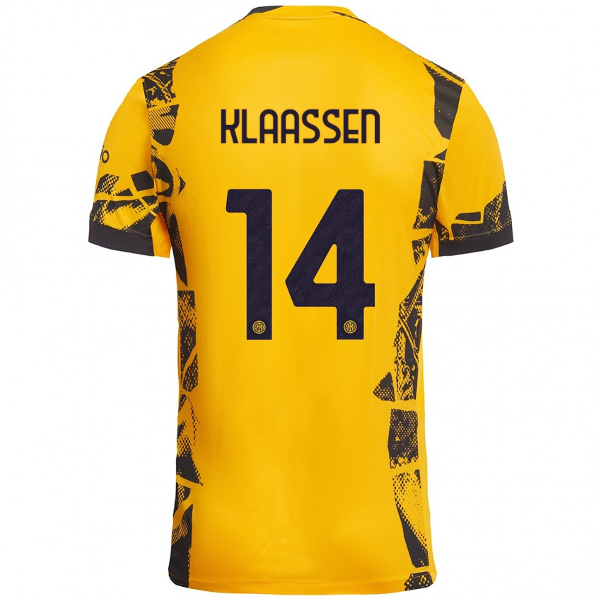 Mujer Camiseta Davy Klaassen #14 Dorado Negro Equipación Tercera 2024/25 La Camisa México