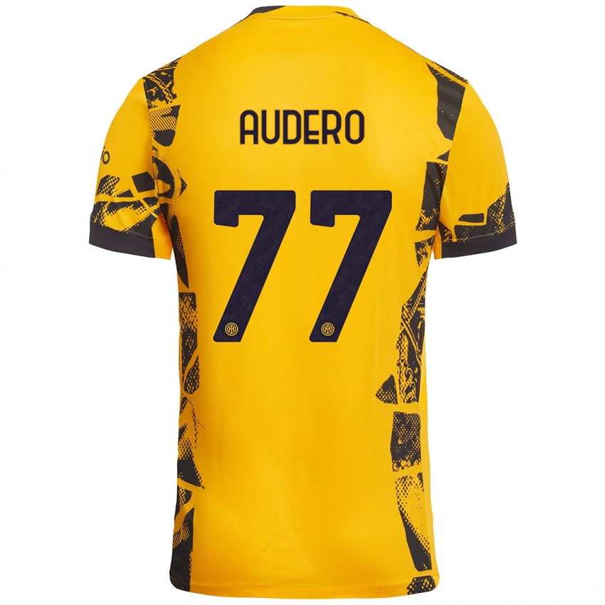 Mujer Camiseta Emil Audero #77 Dorado Negro Equipación Tercera 2024/25 La Camisa México