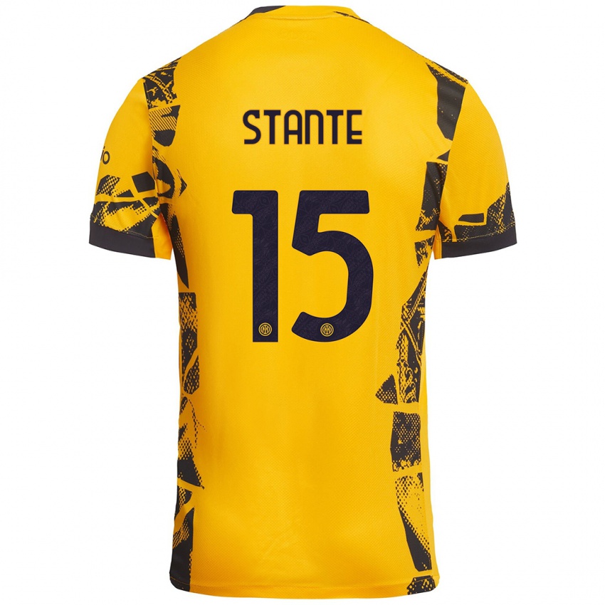 Mujer Camiseta Francesco Stante #15 Dorado Negro Equipación Tercera 2024/25 La Camisa México