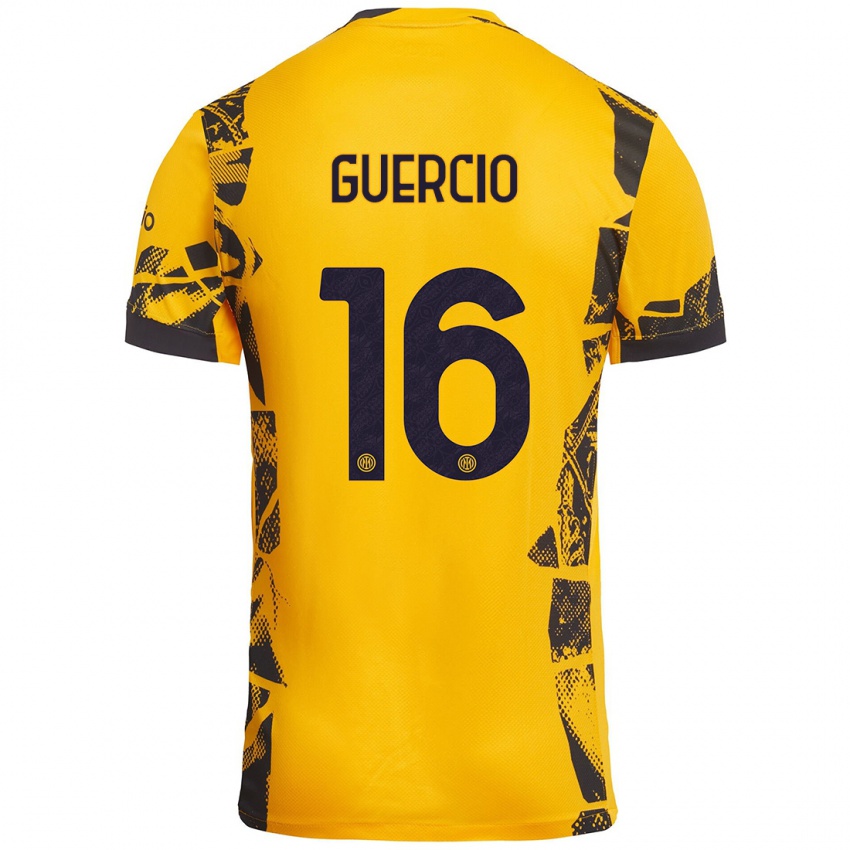 Mujer Camiseta Tommaso Guercio #16 Dorado Negro Equipación Tercera 2024/25 La Camisa México