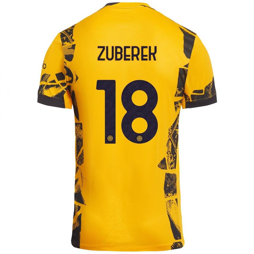 Mujer Camiseta Jan Zuberek #18 Dorado Negro Equipación Tercera 2024/25 La Camisa México