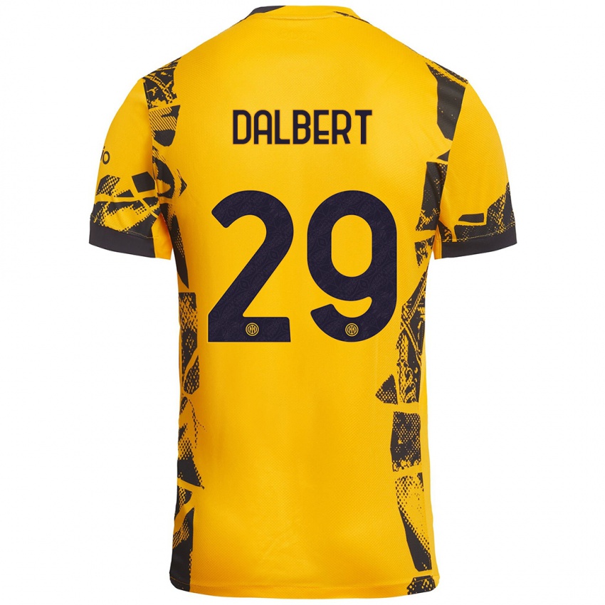 Mujer Camiseta Dalbert #29 Dorado Negro Equipación Tercera 2024/25 La Camisa México