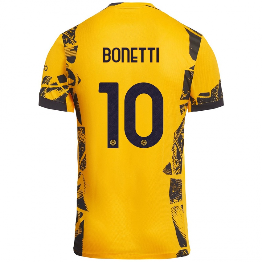 Mujer Camiseta Tatiana Bonetti #10 Dorado Negro Equipación Tercera 2024/25 La Camisa México