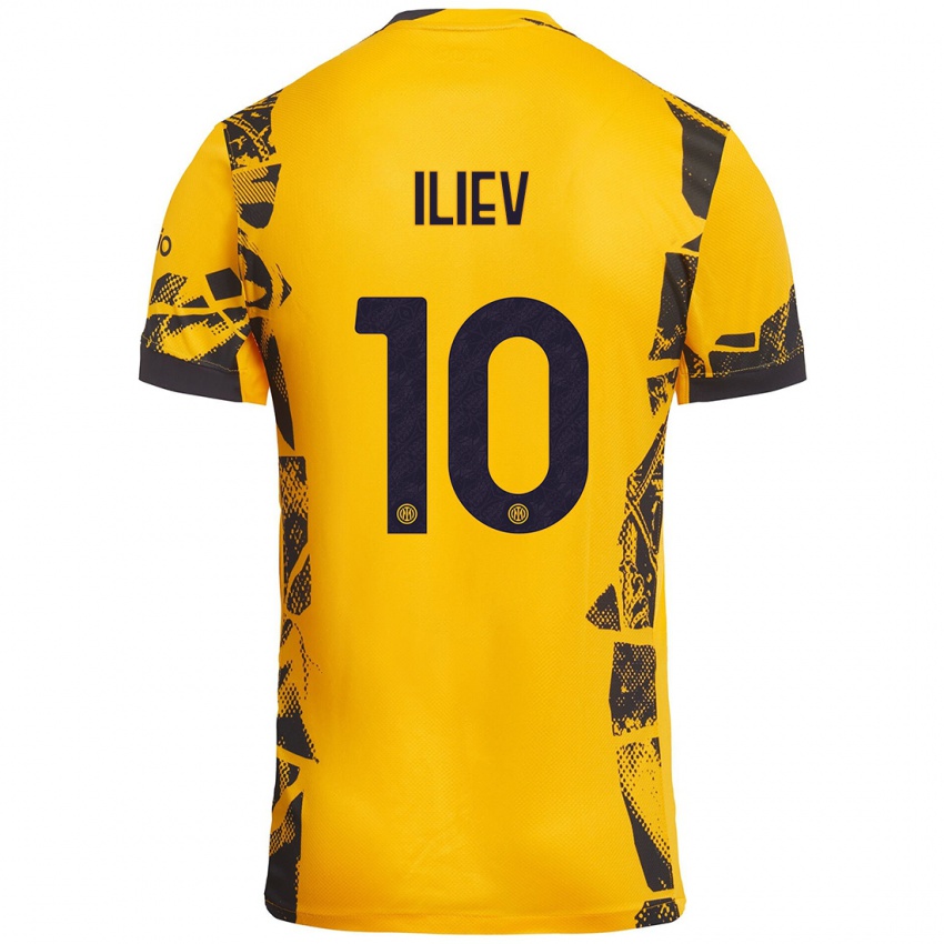 Mujer Camiseta Nikola Iliev #10 Dorado Negro Equipación Tercera 2024/25 La Camisa México