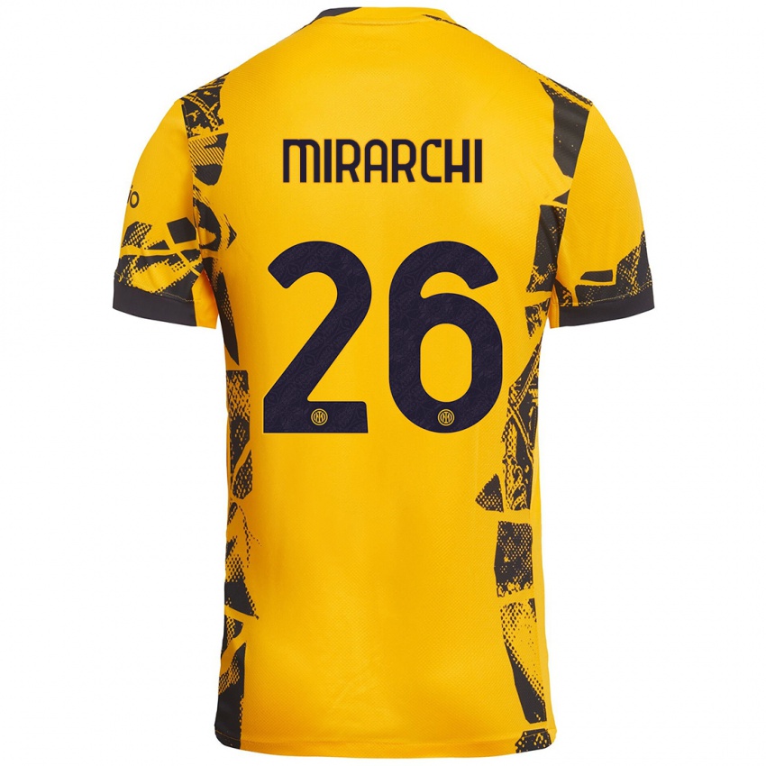 Mujer Camiseta Mattia Mirarchi #26 Dorado Negro Equipación Tercera 2024/25 La Camisa México