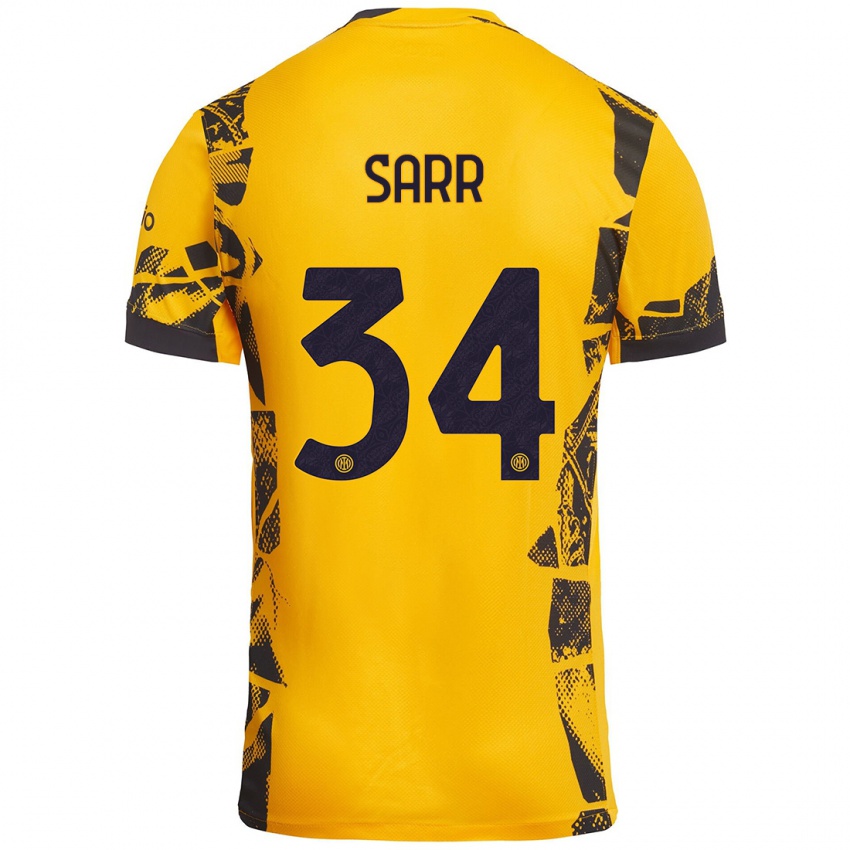 Mujer Camiseta Amadou Sarr #34 Dorado Negro Equipación Tercera 2024/25 La Camisa México