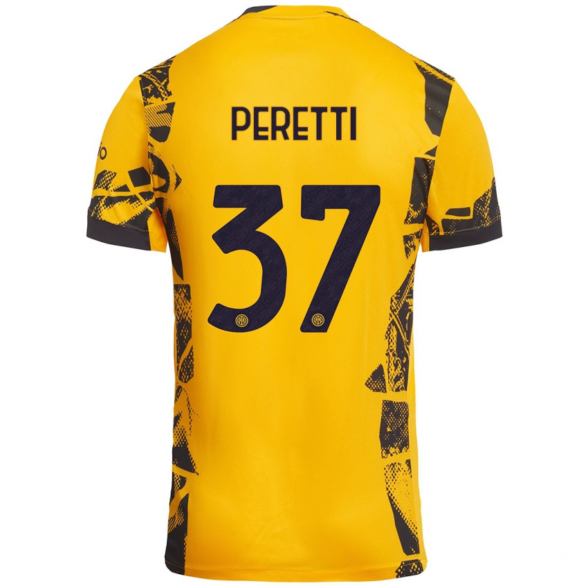 Mujer Camiseta Lorenzo Peretti #37 Dorado Negro Equipación Tercera 2024/25 La Camisa México