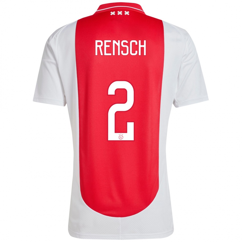 Niño Camiseta Devyne Rensch #2 Rojo Blanco 1ª Equipación 2024/25 La Camisa México