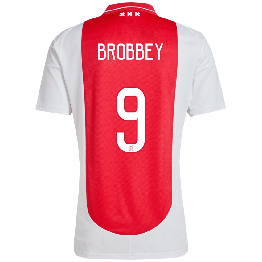 Niño Camiseta Brian Brobbey #9 Rojo Blanco 1ª Equipación 2024/25 La Camisa México