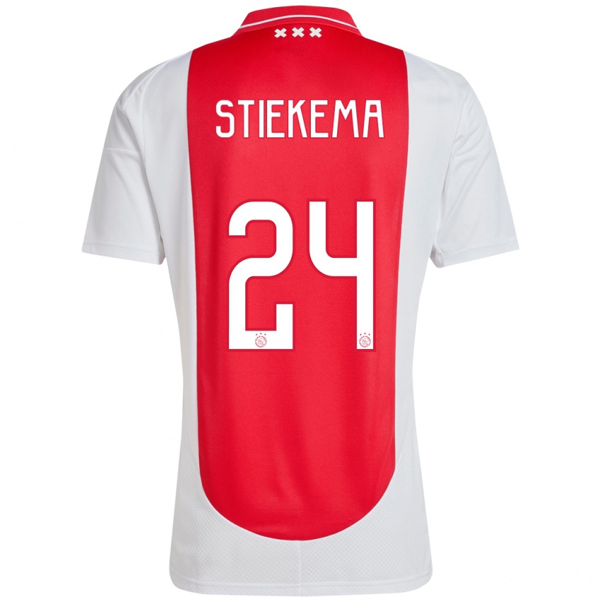 Niño Camiseta Iris Stiekema #24 Rojo Blanco 1ª Equipación 2024/25 La Camisa México