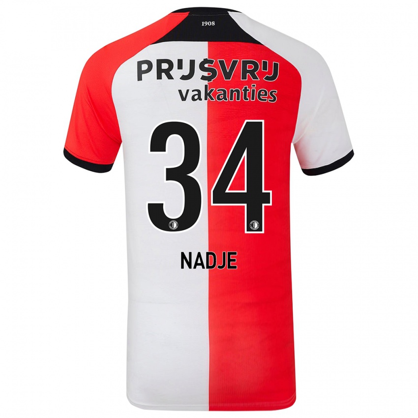 Niño Camiseta Chris-Kévin Nadje #34 Rojo Blanco 1ª Equipación 2024/25 La Camisa México