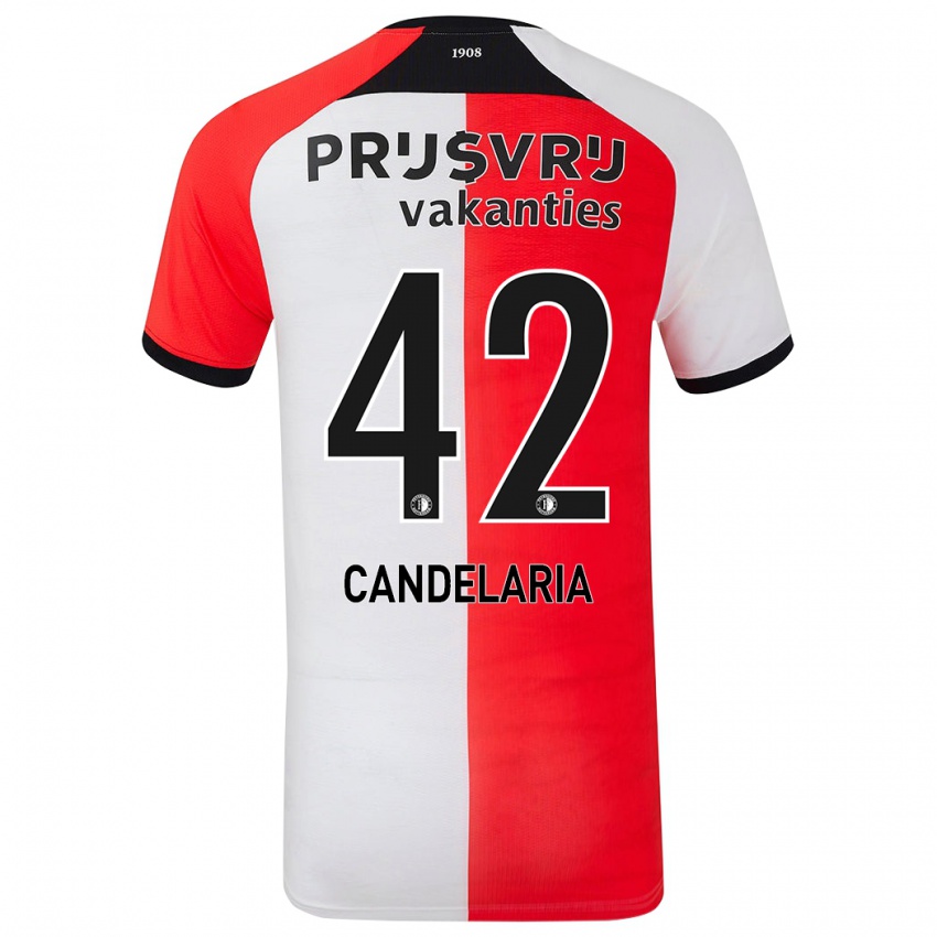 Niño Camiseta Jayden Candelaria #42 Rojo Blanco 1ª Equipación 2024/25 La Camisa México